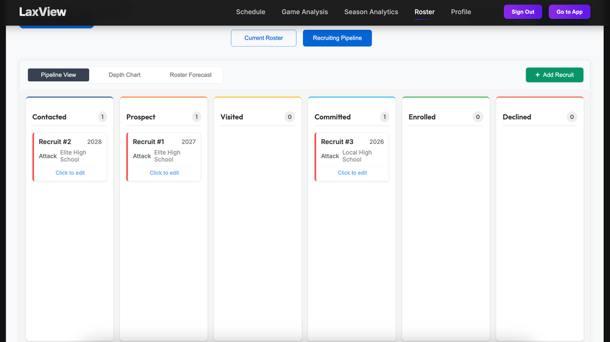 Recruiting Pipeline Interface